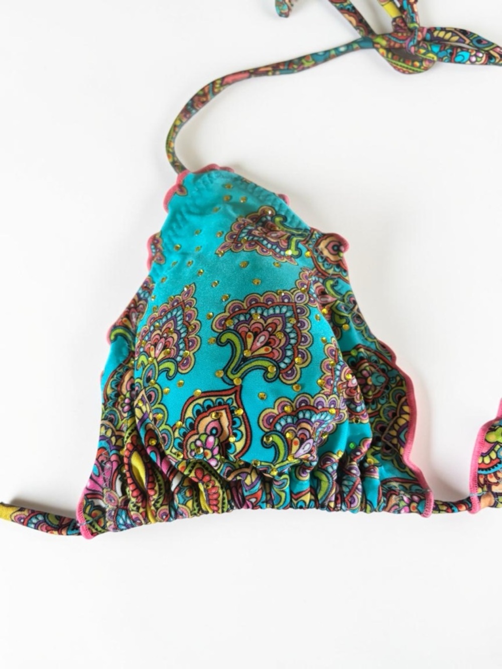 Boho Paisley Bikini Set Colorful Festival Swimwear Adjustable Top L - Picture 4 of 7